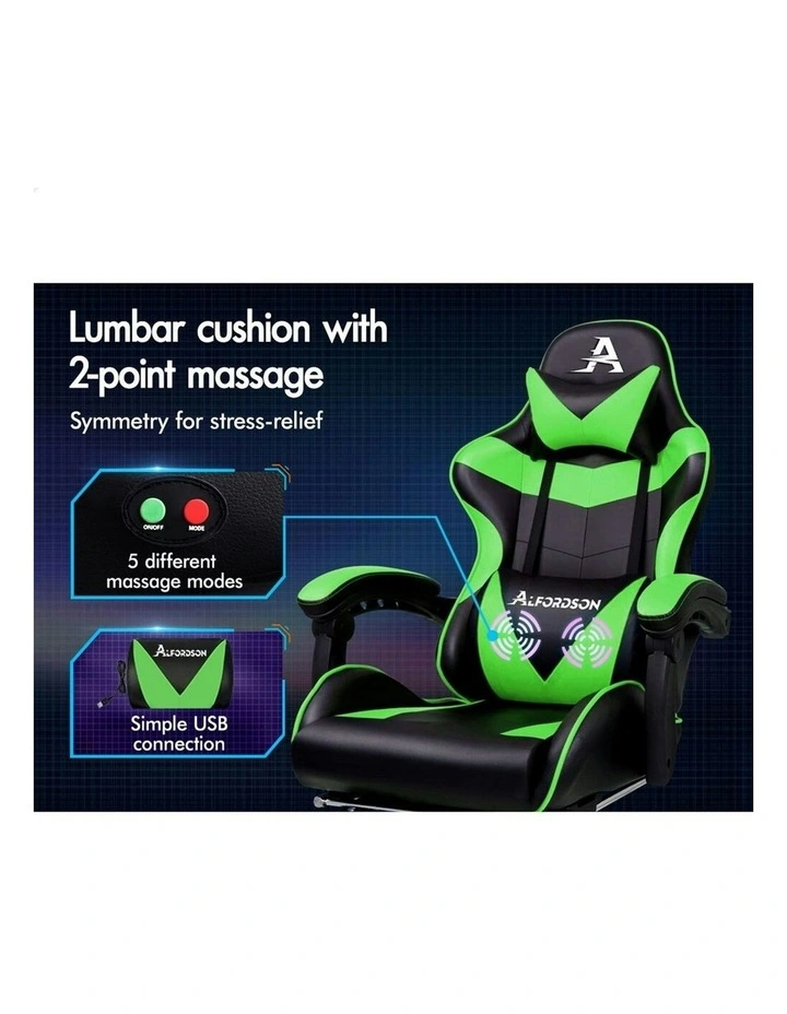 Gaming Chair With Lumbar Massage in Green image 3