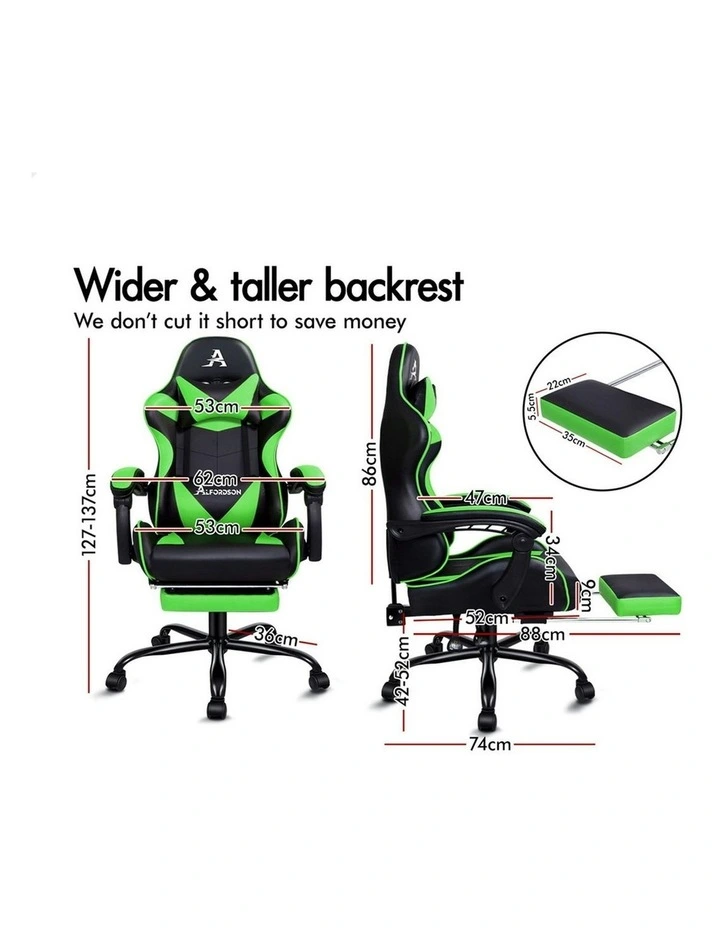 Gaming Chair With Lumbar Massage in Green image 6