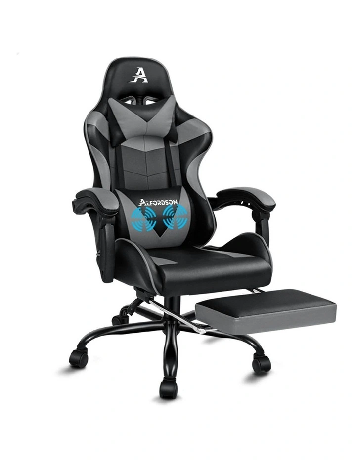 Gaming Chair With Lumbar Massage in Grey image 1