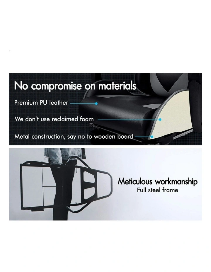 Gaming Chair With Lumbar Massage in Grey image 4