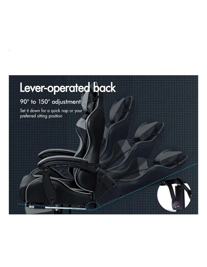 Gaming Chair With Lumbar Massage in Grey image 5