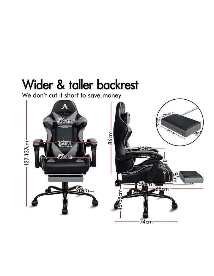 Gaming Chair With Lumbar Massage in Grey image 6