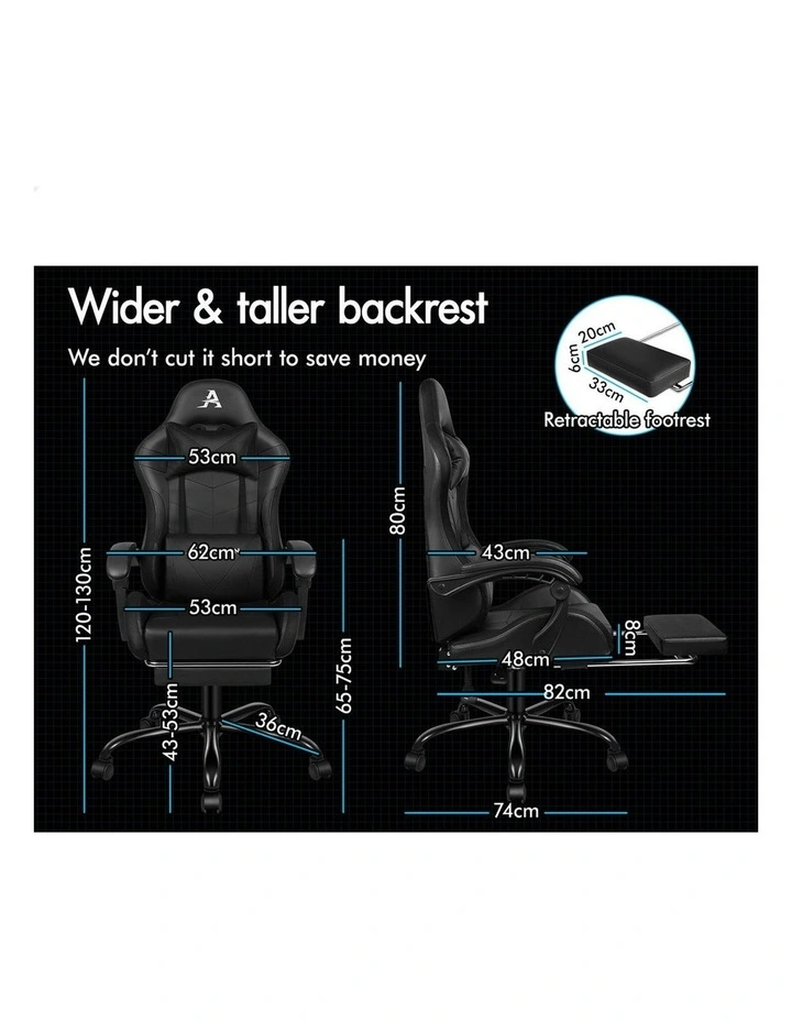 12 RGB LED PU Leather Office Massage Gaming Chair in Black image 7