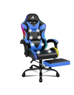 12 RGB LED PU Leather Office Massage Gaming Chair in Blue