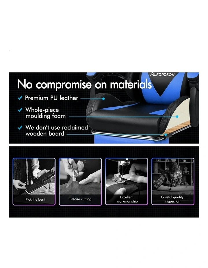 12 RGB LED PU Leather Office Massage Gaming Chair in Blue image 5