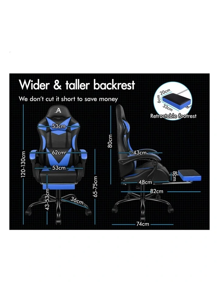 12 RGB LED PU Leather Office Massage Gaming Chair in Blue image 7