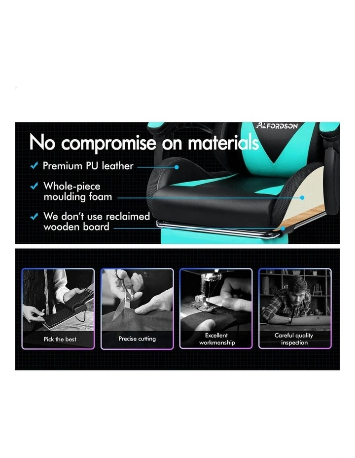 12 RGB LED PU Leather Office Massage Gaming Chair in Cyan image 5