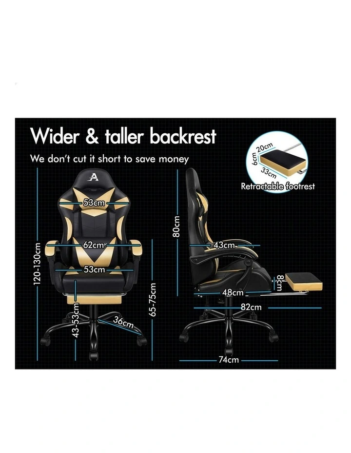 12 RGB LED PU Leather Office Massage Gaming Chair in Gold image 6