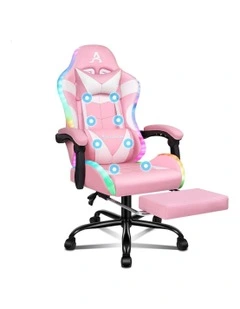 Office Massage 12 RGB LED Computer Seat PU Leather Gaming Chair in Multi