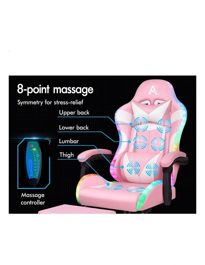 Office Massage 12 RGB LED Computer Seat PU Leather Gaming Chair in Multi image 4