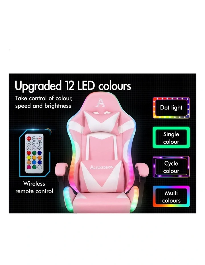 Office Massage 12 RGB LED Computer Seat PU Leather Gaming Chair in Multi image 5