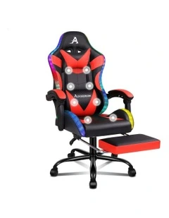 12 RGB LED PU Leather Office Massage Gaming Chair in Red