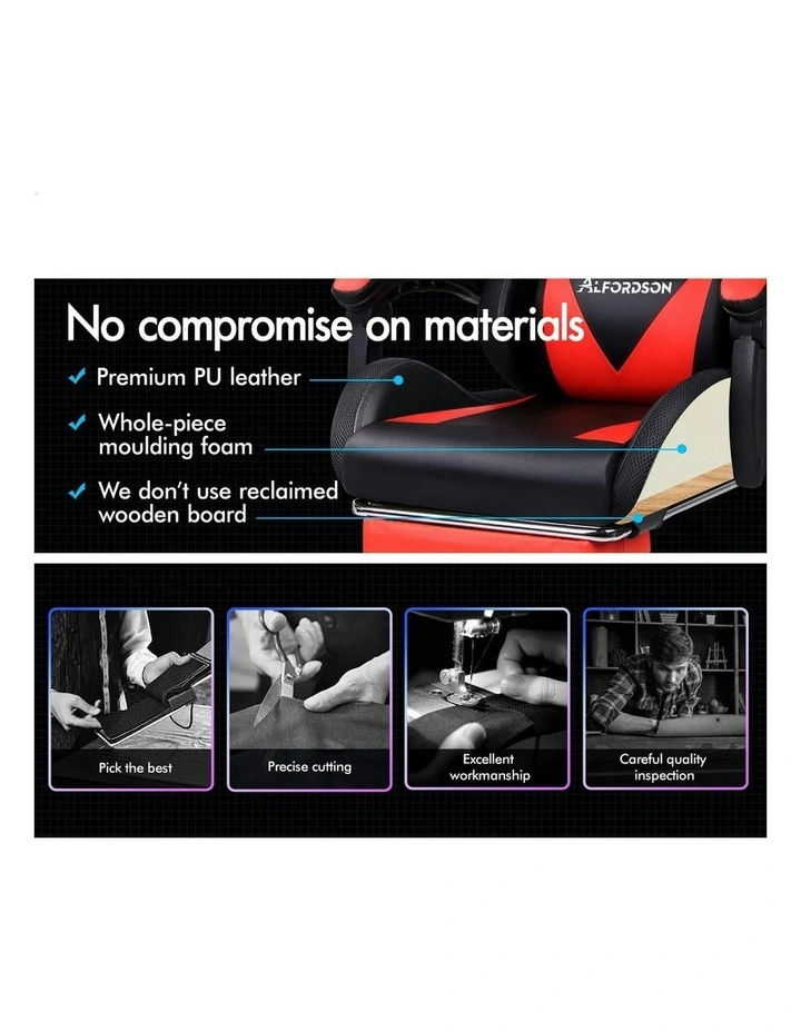 12 RGB LED PU Leather Office Massage Gaming Chair in Red image 5