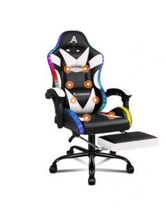Office Massage 12 RGB LED Computer Seat PU Leather Gaming Chair in Multi