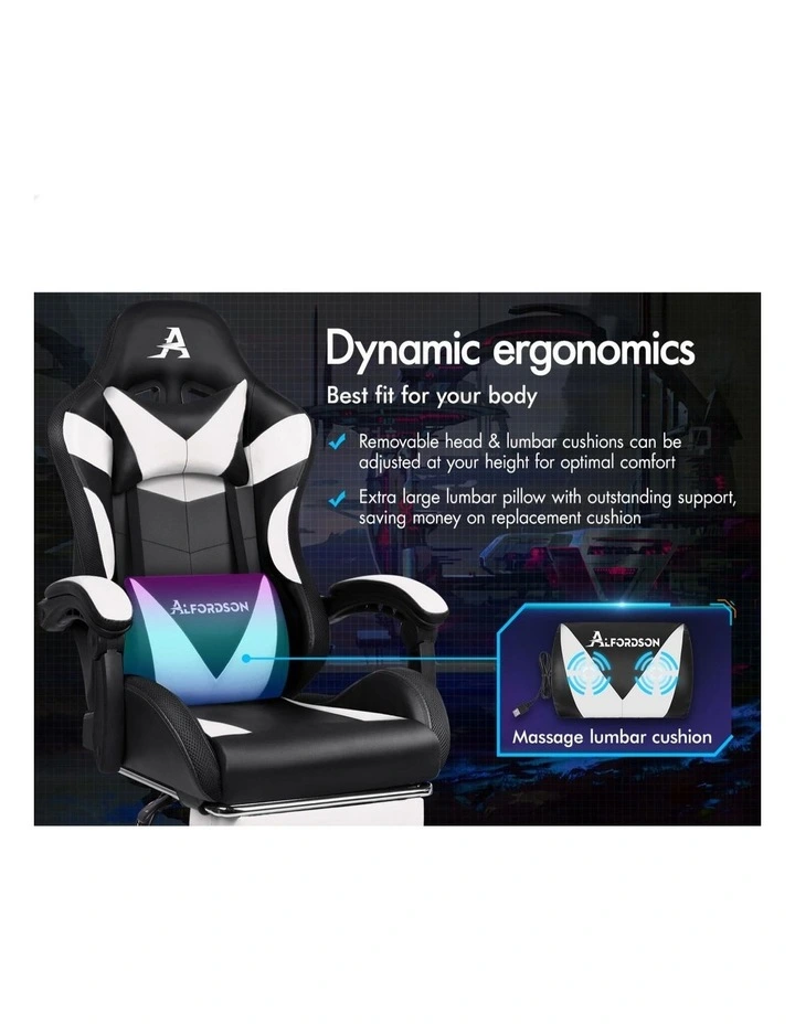 Office Massage 12 RGB LED Computer Seat PU Leather Gaming Chair in Multi image 3