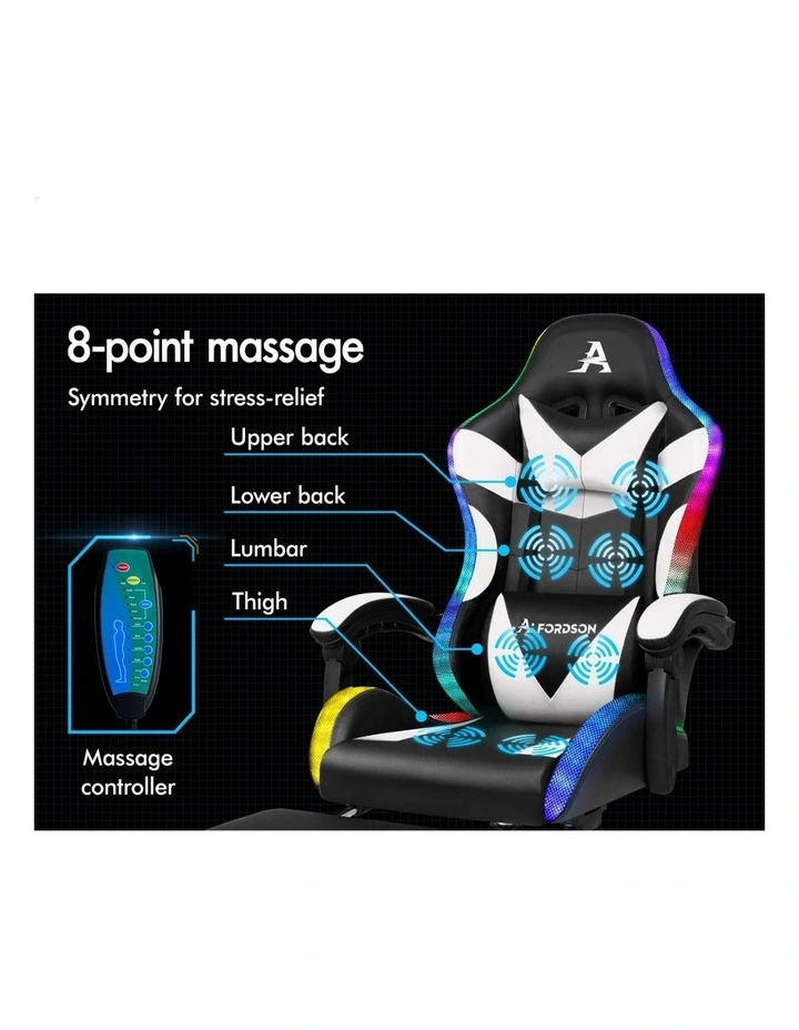 Office Massage 12 RGB LED Computer Seat PU Leather Gaming Chair in Multi image 4