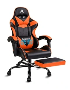 Gaming Chair with Lumbar Massage Office Chair in Black/Orange