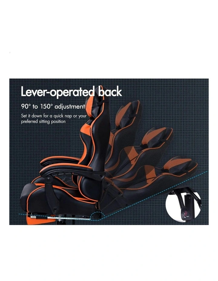 Gaming Chair with Lumbar Massage Office Chair in Black/Orange image 5