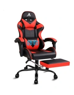 Gaming Chair with Lumbar Massage Office Chair in Black/Red