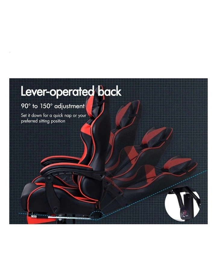 Gaming Chair with Lumbar Massage Office Chair in Black/Red image 5