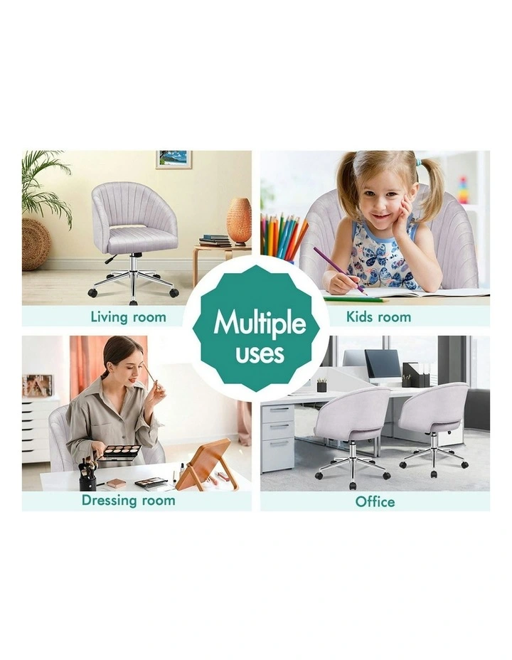 Velvet Home Office Chair in Grey image 4