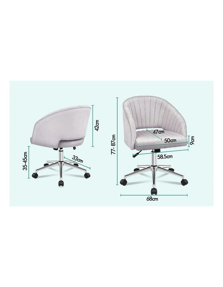 Velvet Home Office Chair in Grey image 7