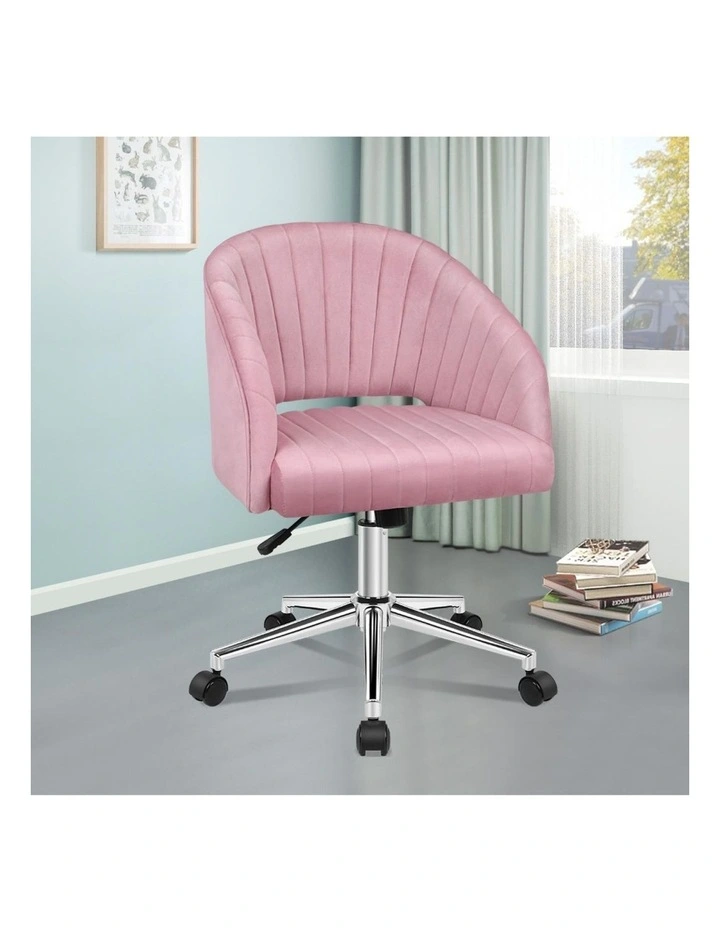 Velvet Home Office Mid Back Office Chair in Pink image 2