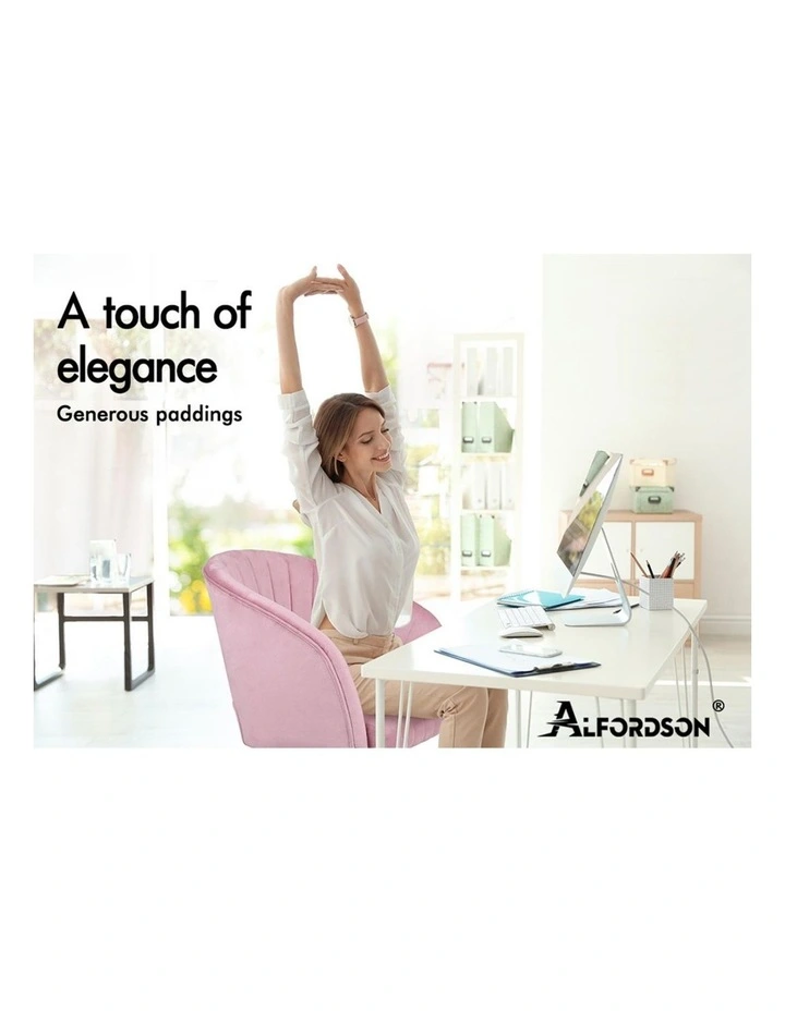 Velvet Home Office Mid Back Office Chair in Pink image 3