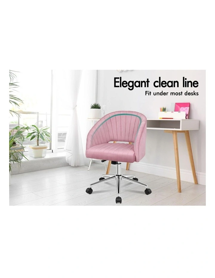 Velvet Home Office Mid Back Office Chair in Pink image 4