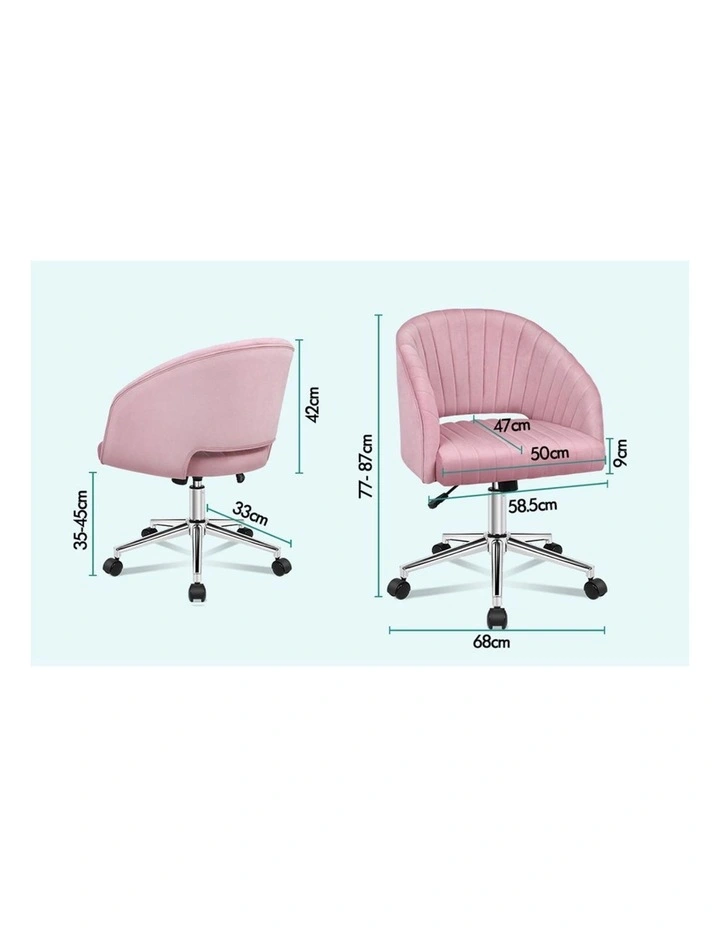 Velvet Home Office Mid Back Office Chair in Pink image 7