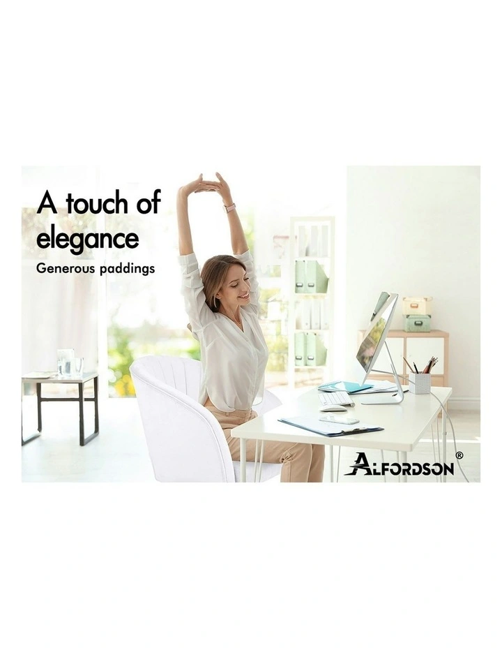 Velvet Home Office Chair in White image 2