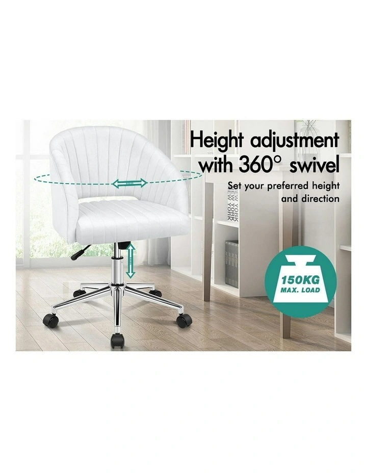 Velvet Home Office Chair in White image 5