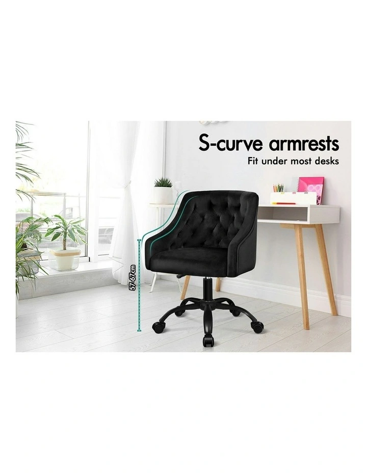 Velvet Office Chair in Black image 3