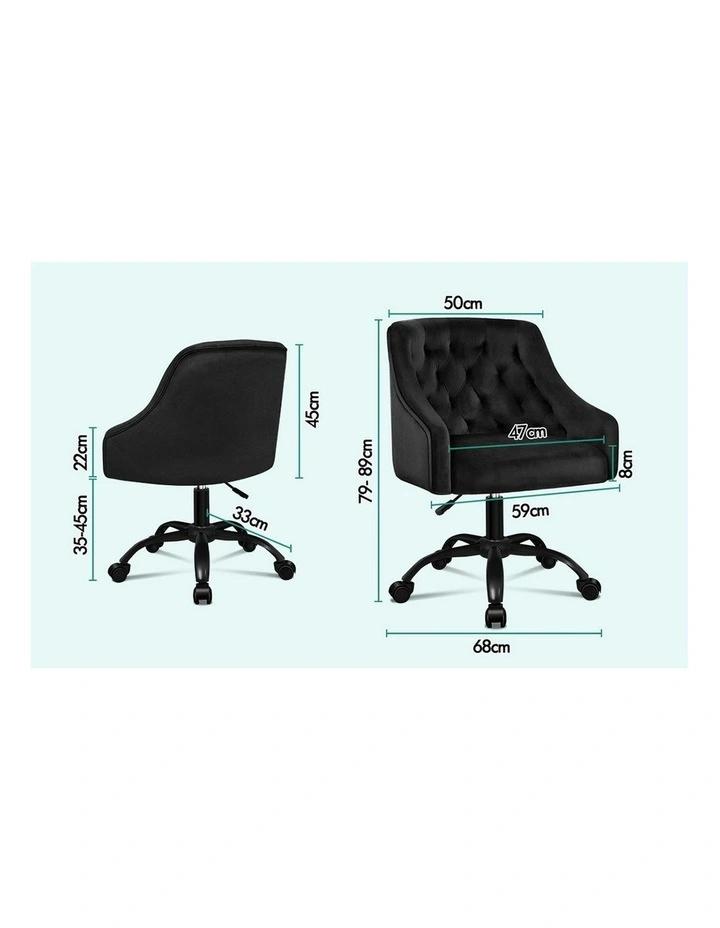 Velvet Office Chair in Black image 6