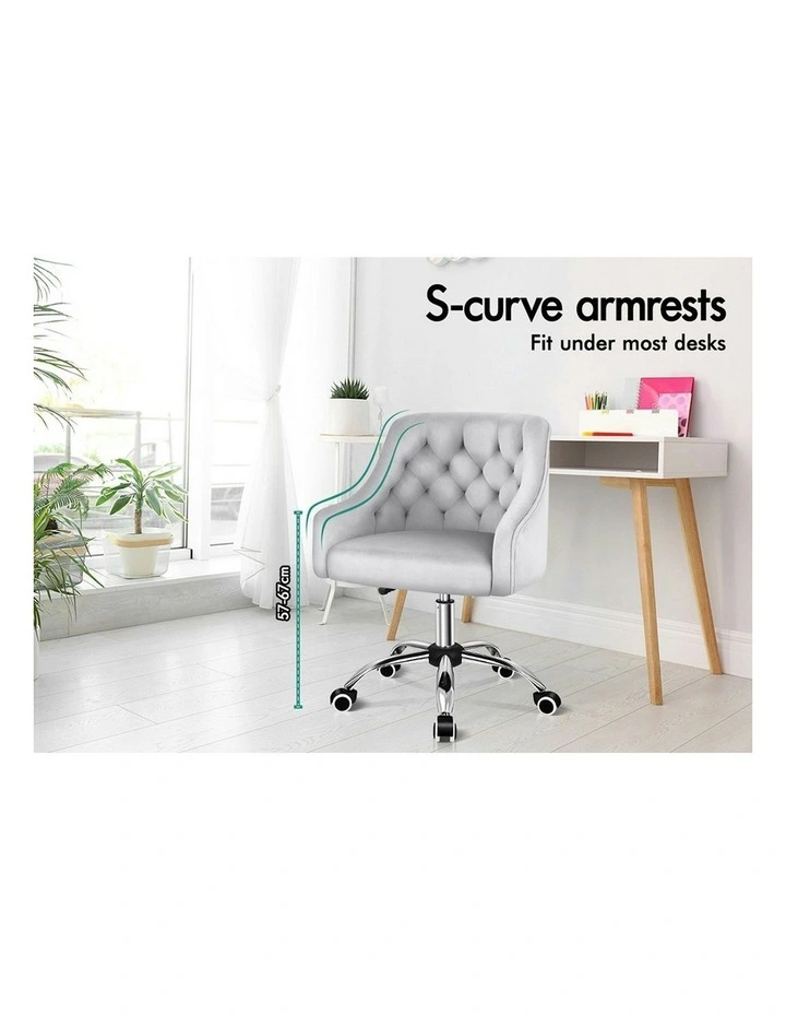 Velvet Office Chair in Grey image 3