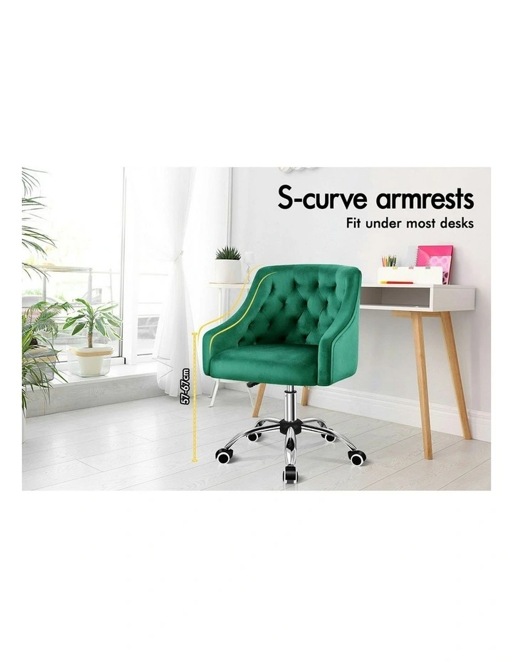 Velvet Office Chair in Jade image 3