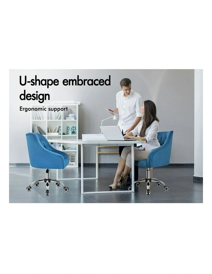 Velvet Office Chair in Navy image 3