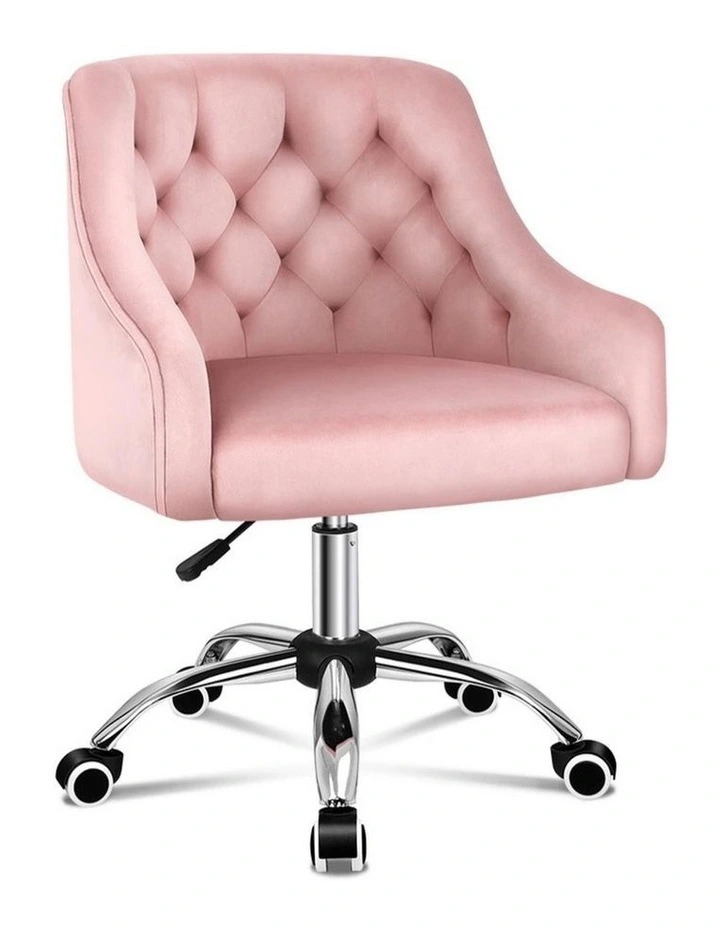 Velvet Work Mid Back Office Chair in Pink image 1