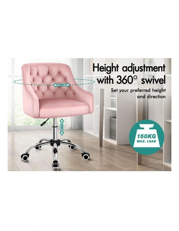 Velvet Work Mid Back Office Chair in Pink image 4