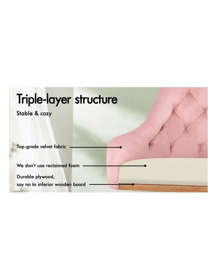 Velvet Work Mid Back Office Chair in Pink image 5