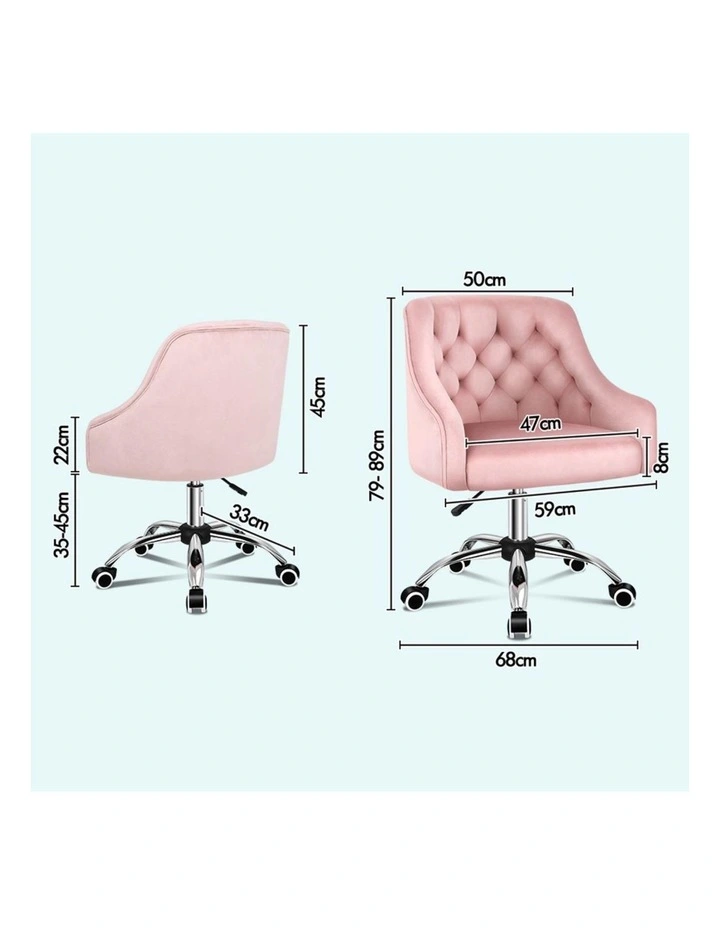 Velvet Work Mid Back Office Chair in Pink image 7