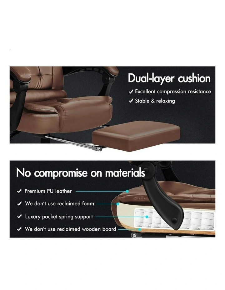 Office Chair With Footrest in Brown image 4