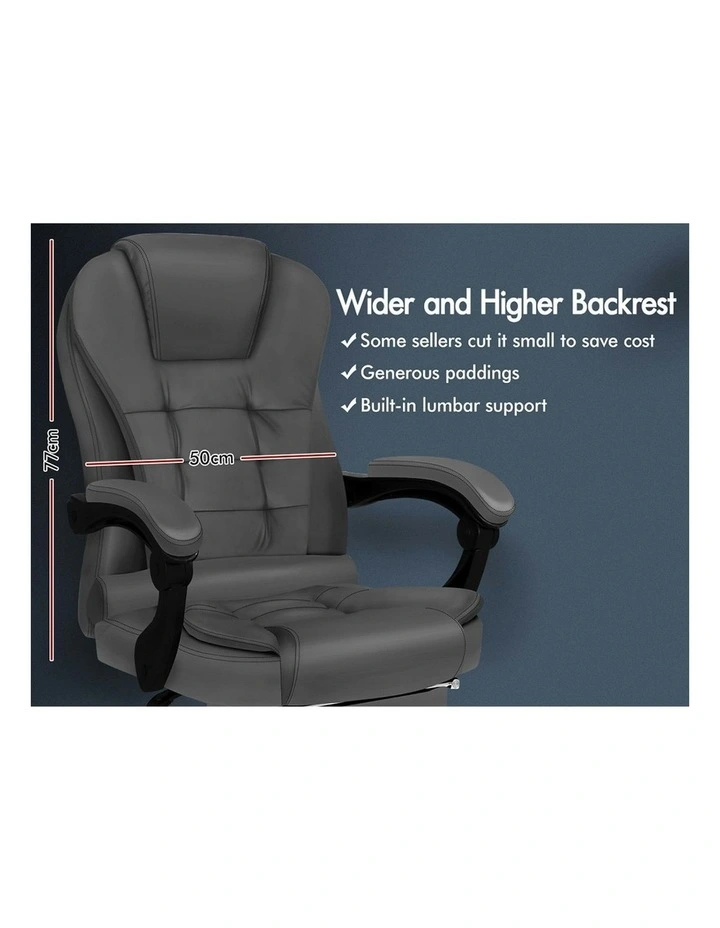 Footrest PU Leather Massage Office Chair in Grey image 4