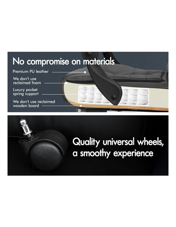 Footrest PU Leather Massage Office Chair in Grey image 5