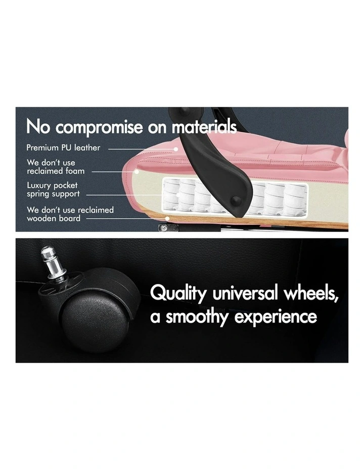 Footrest PU Leather Massage Office Chair in Pink image 5