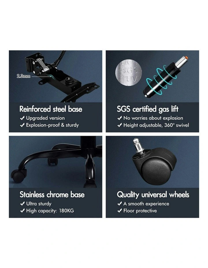 Footrest Executive Velvet Massage Office Chair in Blue image 7