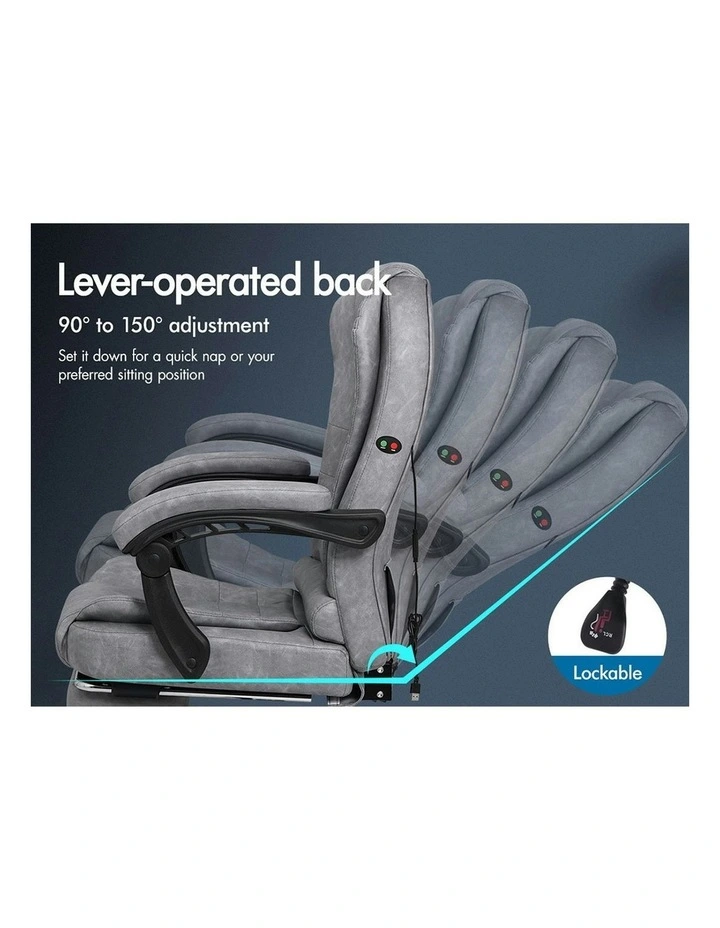 Footrest Executive Velvet Massage Office Chair in Grey image 6