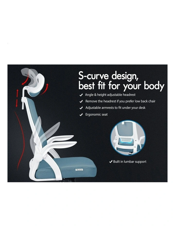 Mesh Office Chair in Blue & White image 2