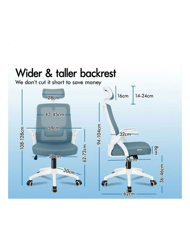 Mesh Office Chair in Blue & White image 6