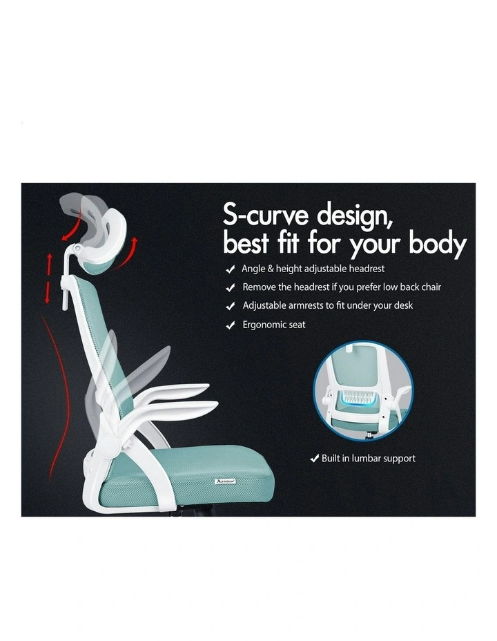 Mesh Office Chair in Cyan & White image 2